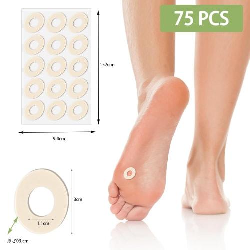 TOAURDA Sole Blister and Corn Pads (15 Pads x 5 Packs) Protective Cushion for Soles of Foot, Antibacterial, Circle-Shaped, Anti-Friction Pads (Large O