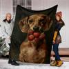 1pc Dachshund Strawberry Outdoor Soft Polyester Flannel Throw Blanket Versatile for All Seasons , Soft , Cozy , Warm All Season Quilted Throw ,