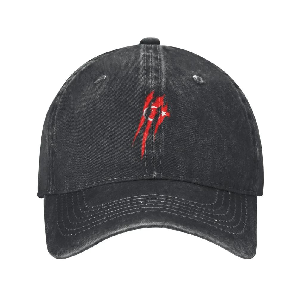 Turkish Flag Turkey Proud Unisex Style Baseball Cap Distressed Washed Hats Cap Vintage Outdoor Adjustable Fit Snapback Cap