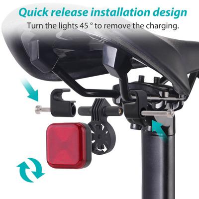 Bicycle Tail Light with Brake Sensor Waterproof USB Rechargeable MTB Road Mountain Bike Seatpost Saddle Mount Night Riding Warning Rear Lamp