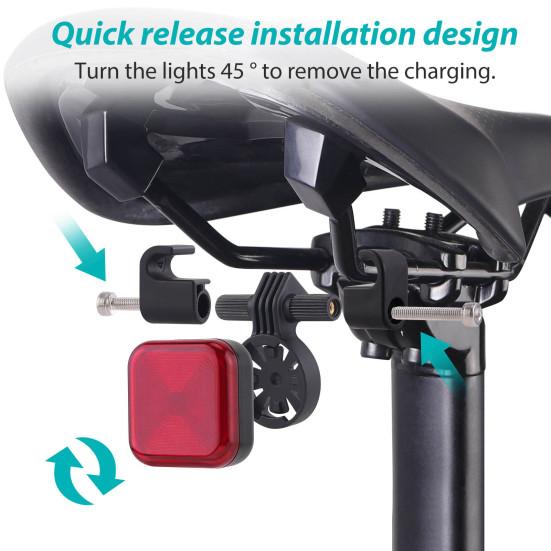 Bicycle Tail Light with Brake Sensor Waterproof USB Rechargeable MTB Road Mountain Bike Seatpost Saddle Mount Night Riding Warning Rear Lamp