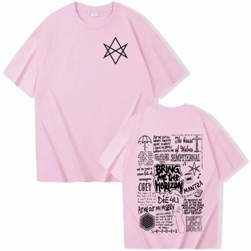 Bring MeThe Horizon Sommer Herren Baumwoll T-Shirt Y2K Hip-Hop Street Lässig Mode Komfort Kurzarm Kleidung Oberteil