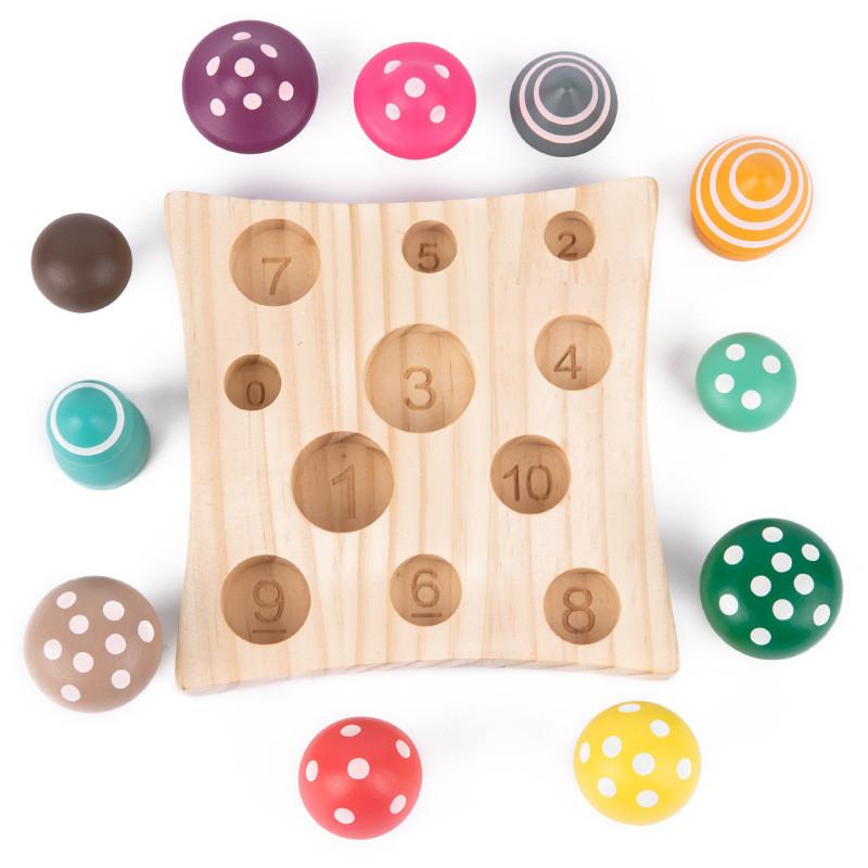 Children Number Wooden And Counts Mushroom Toys For Early Math Logic Skills
