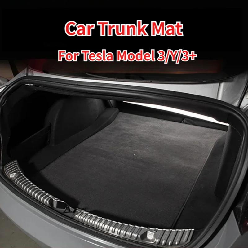 Trunk Mat for Tesla Model3 3+ Model Y Flocking Fabric Pad Front Rear Trunk Cargo Tray Storage Box Mats Flannel Cushion 2017-2024