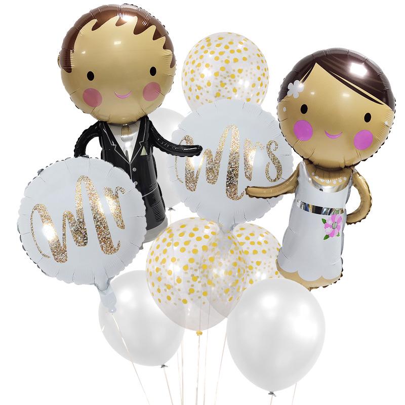 Wedding Balloons Set: Bride, Groom, Bride-to-Be Party Photo Props