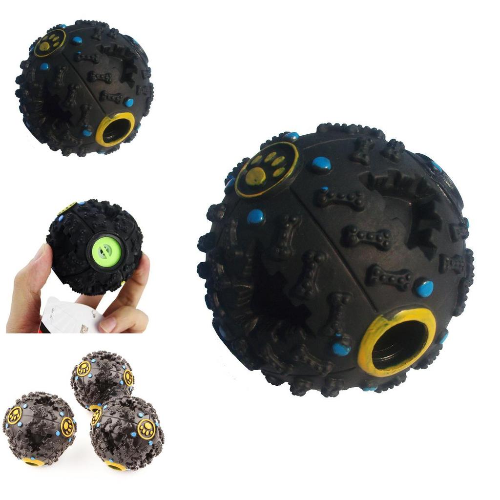 Aufregender schwarzer quietschender Leckerli-Spenderball für Hunde Perfekt zum Kauen und für die Zahngesundheit