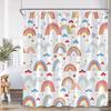 Cartoon Rainbow Kids Bathroom Shower Curtain Hand-Painted Cute Pattern Children Bathtub Decor Children Polyester Bath Curtain