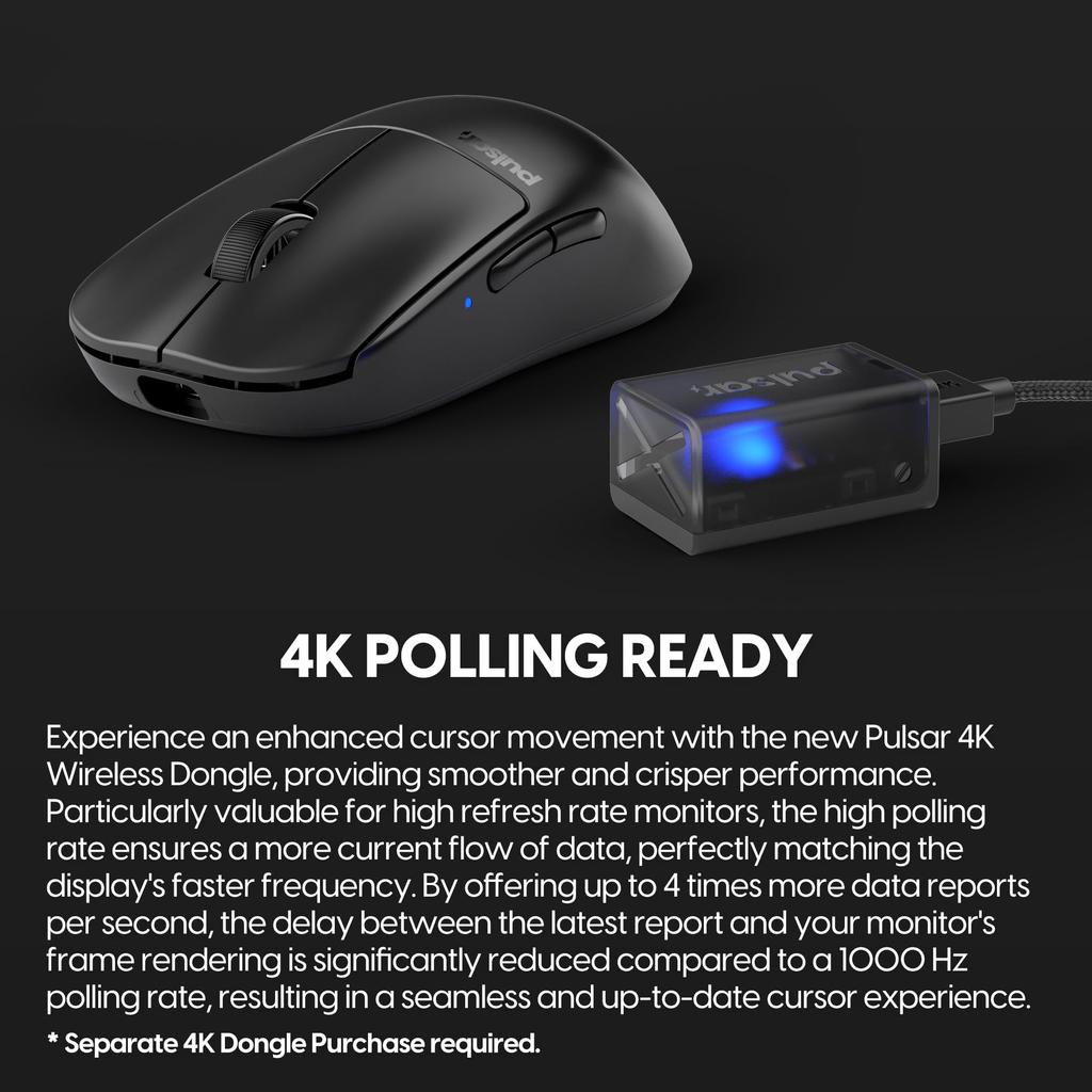 Pulsar Gaming Gears X2V2 Wireless Gaming 26000 DPI Optical Black Mouse, Ultra-Lightweight 53g, Ambidextrous, 2.4GHz, 1ms, Sensor, PAW3395,