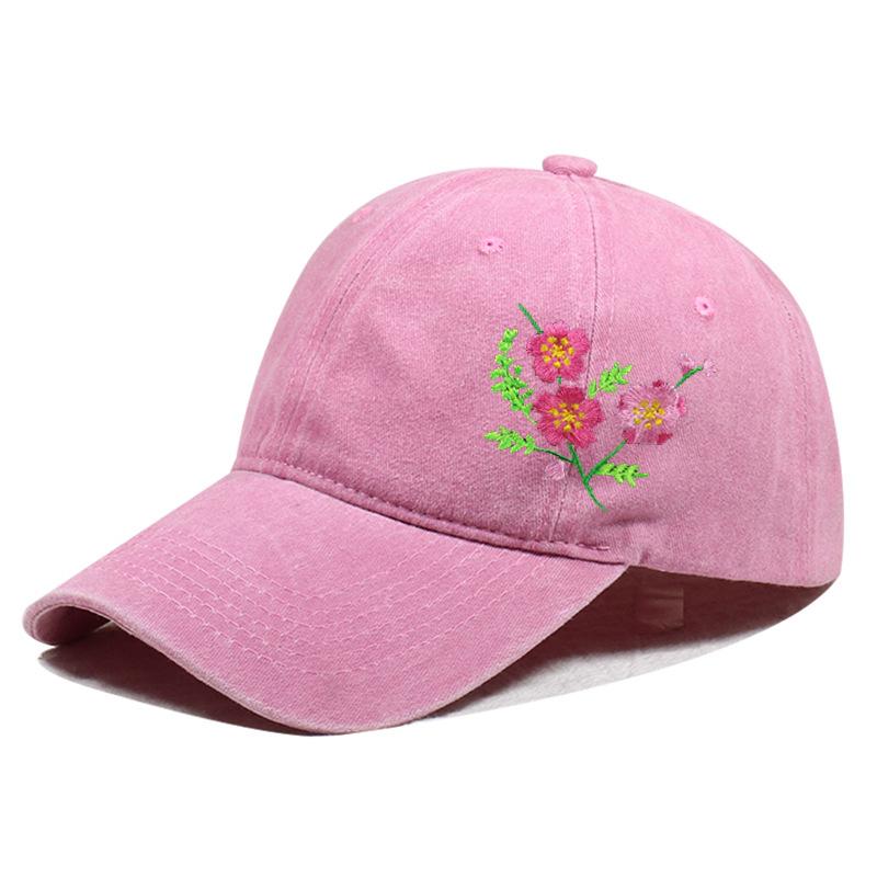 Embroidered Flower Diy Hat Soft Top Outdoor Sun Protection Casual Cotton Baseball Cap Fashionable Spring Summer Hat For Girls