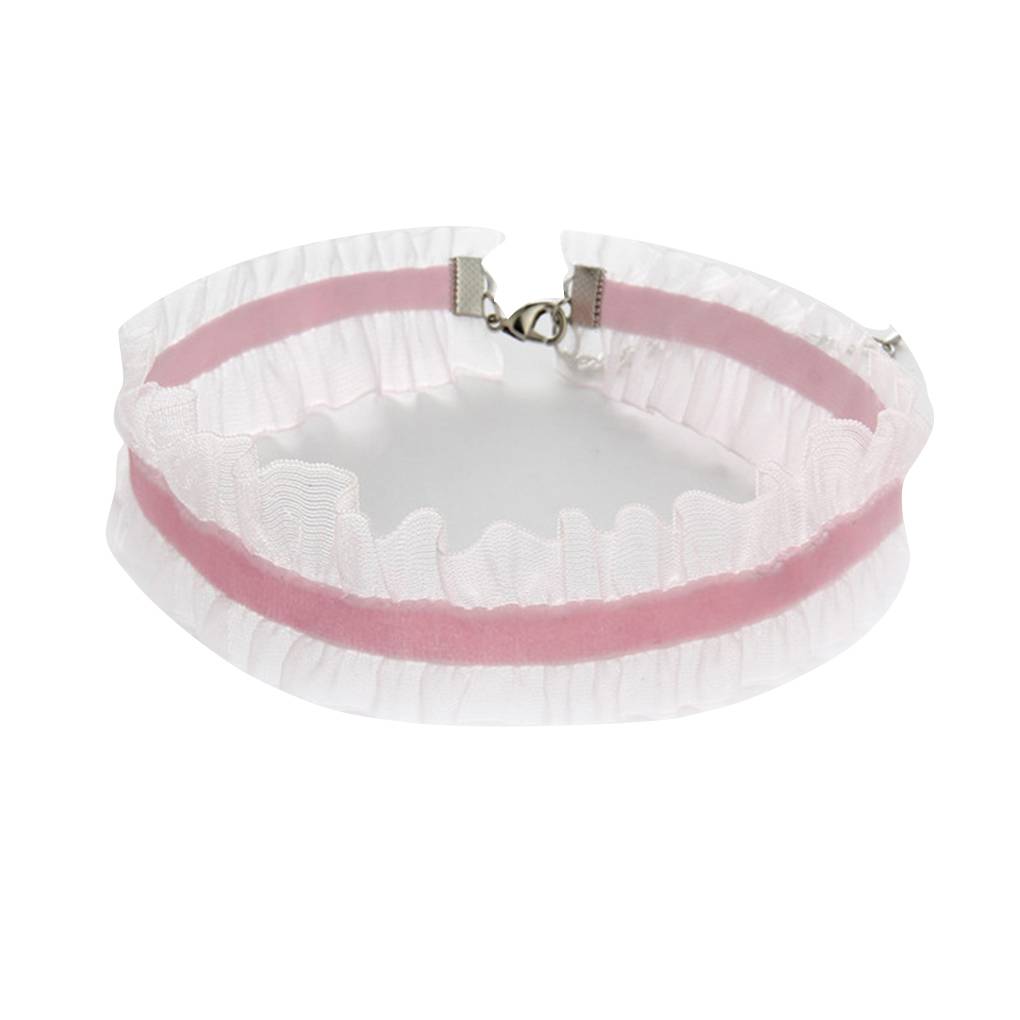 

2X Fashion Chic Christmas Party Vintage Alloy Clavicle Chain Lace Necklace рожевий