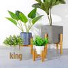 Wooden Four-Legged Floor-Standing Flower and Succulent Pot Stand with Bamboo Tray