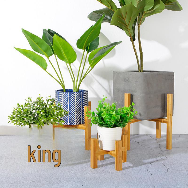 Wooden Four-Legged Floor-Standing Flower and Succulent Pot Stand with Bamboo Tray