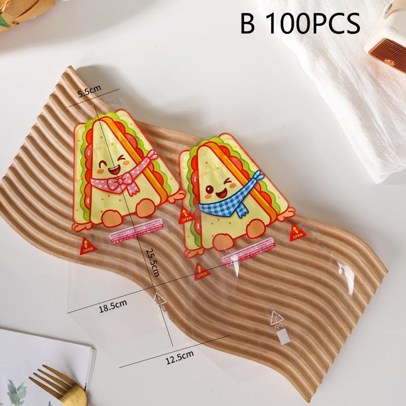 Triangular Sandwich Packaging Paper Leak-Proof Clear Bags 20/100 PCS for Morning Breakfast Sandwich Toast Wrapping