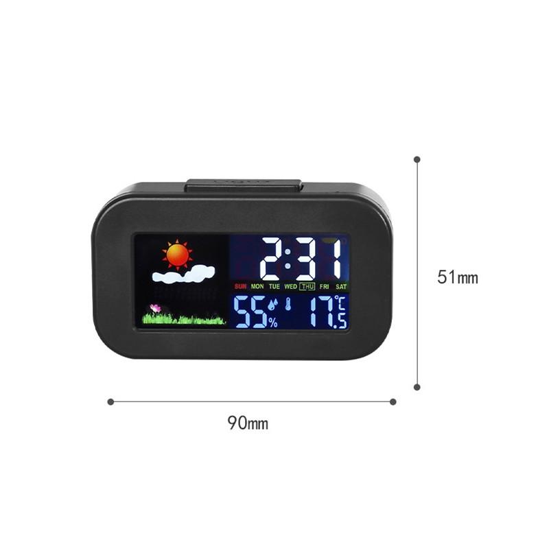 Weather Station Clock With Color Display - Temp & Humidity Monitor Backlit Designed For Kids & Teens Top-Quality Designed чёрный