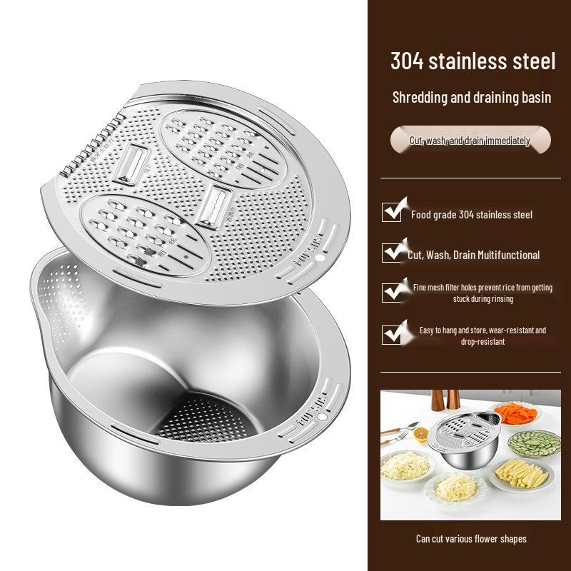 316 Stainless Steel Rice Washing and Vegetable Drain Basket Grater