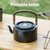 1.2L Aluminum Alloy Camping Kettle with Anti-Scalding Wooden Handle Portable Lightweight Outdoor Traveling Hiking Picnic Coffee Pot Tea Kettle