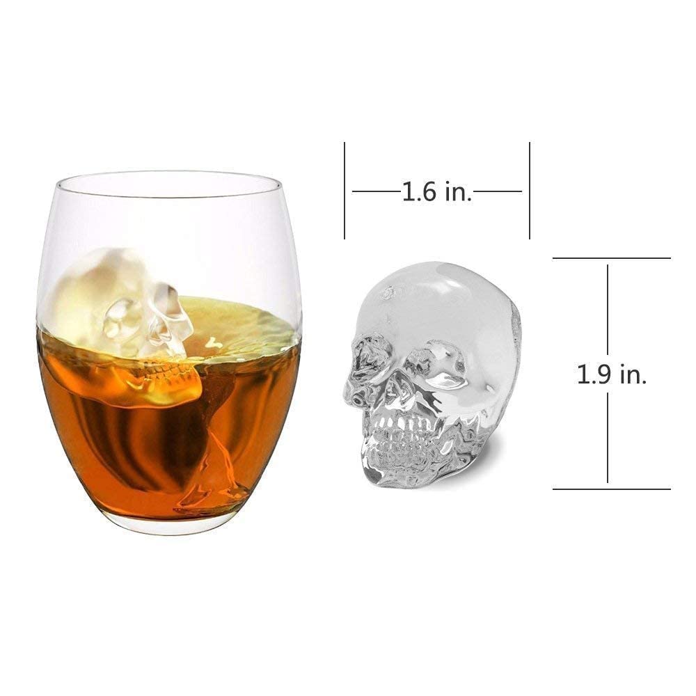 3D Skull Silicone Jello Ice Mold Flexible Cube Maker Tray for Halloween and Christmas Party for Whiskey Cocktails