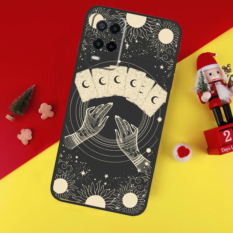 Fortune Telling Moon Stars Hands Art Case For Oppo A38 A18 A58 A78 A98 A74 A94 A54 A80 A60 A40 A96 A76 A16 A15 A17 A57 A5 A6 Pro