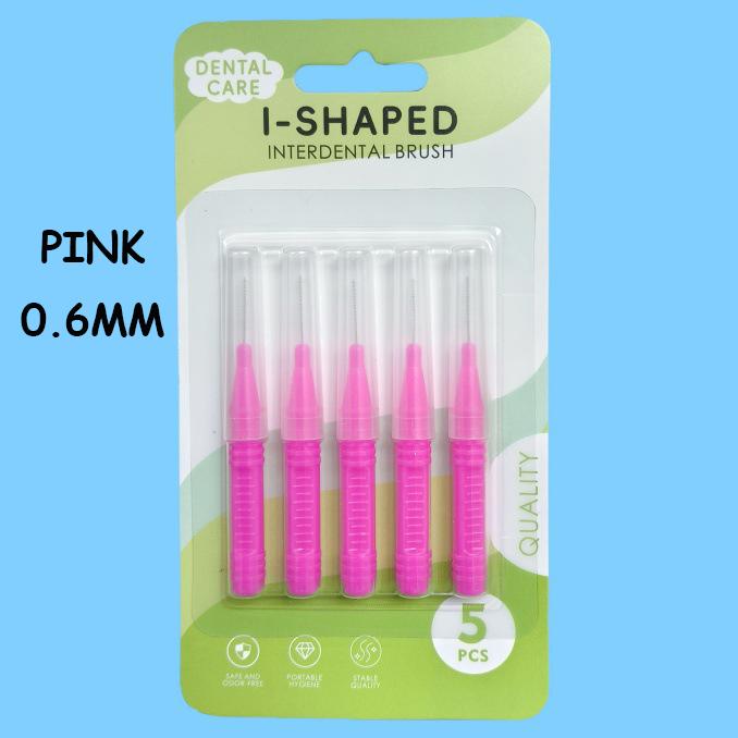 

1/0.6-1.2mm I Shape Interdental Brushes Orthodontic Cleaners Dental Tooth Brush Oral Care 5Pcs Pack