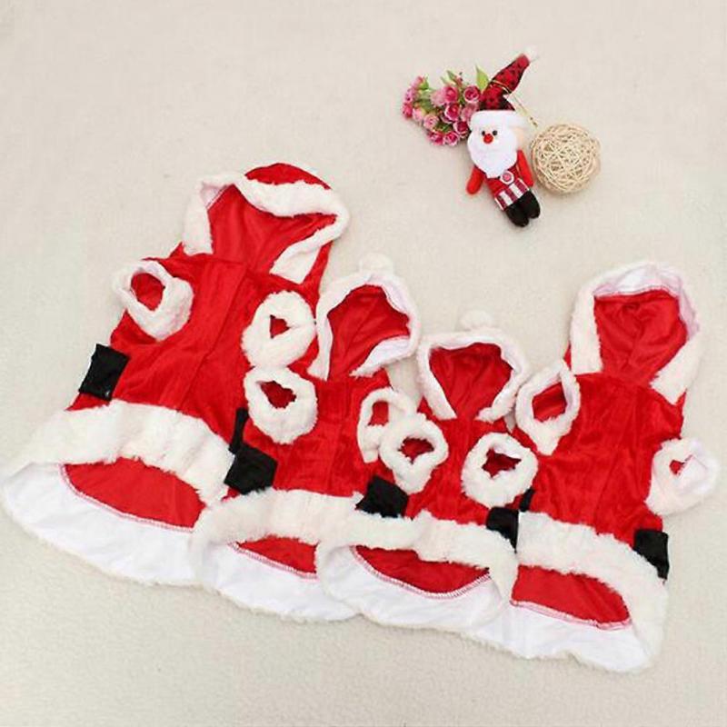 Dog Vest Xmas Santa Dog Costume for Photo Shoot 2Pcs Red Hoodie Sweater