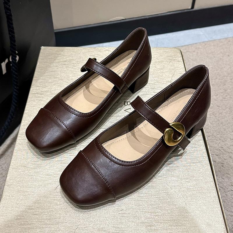 

Туфли-лодочки на среднем каблуке для женщин, осень 2025, нежный темперамент, Мэри Джейн 37