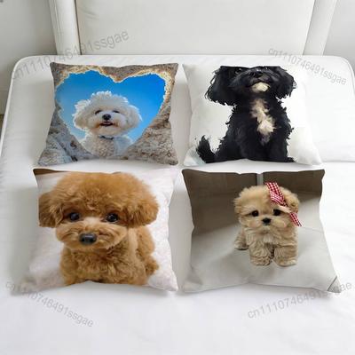 Süßer PPoodle Mode Quadratischer Kissenbezug Langlebiger Zierkissenbezug für Sofa Couch Stuhl