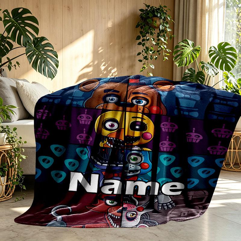 Custom Name Personalized Five Nights at Freddy's Print Blanket, Home Decor, Bedroom, Sofa, Camping, Couch, Gifts for Birthday Christmas