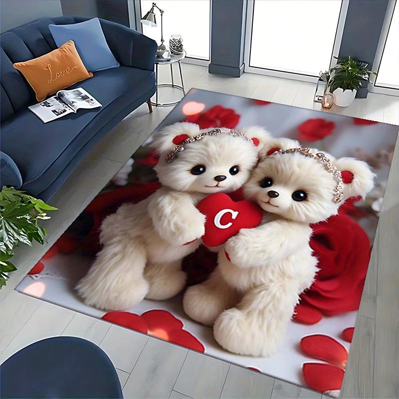 1pc Teddy Bear Love Heart Chair Mat - Anime Cartoon Design, Valentine's Day Gift, Non-Slip Carpet for Office Chair, Suitable for Home Decor, Living Ro