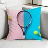 Sport Tennis Racket BALL Square DoubleSided Printed Pillow Case Bedroom Bedside Pillow Sofa Cushion Cover Gift