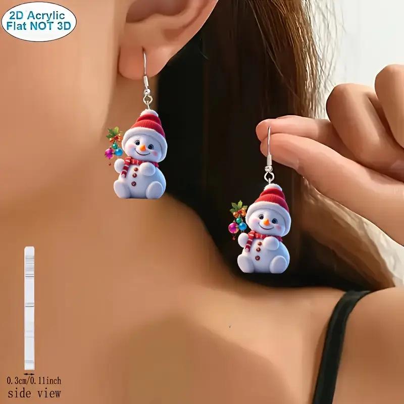 עגילי איש שלג קריסטל לחג המולד חוצי גבולות - תכשיט חגיגי וחמוד