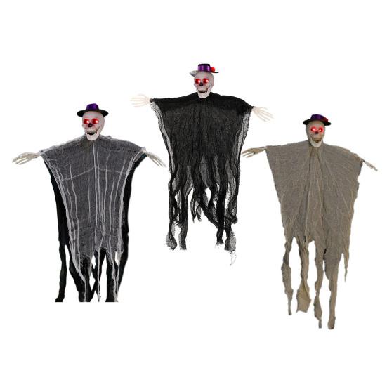 Outdoor Hanging Skull Ghost Halloween Decoration Sound Activated Flying Grim Reaper Skeleton with Light-Up Eyes for Front Yard Patio Lawn Garden Porch