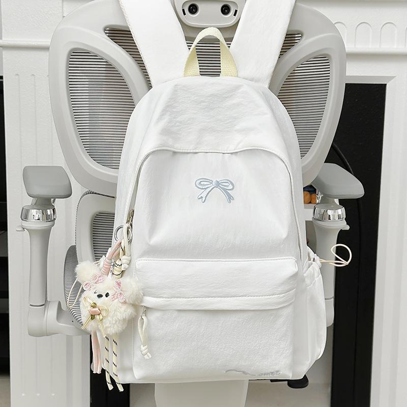 Schultasche Koreanische Version ins einfarbiger Rucksack Damen einfacher Rucksack mit großer Kapazität Schleife Schülerschultasche modisch vielseitig Freizeitrucksack