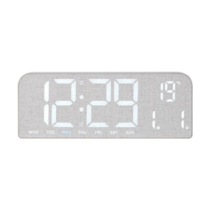 

Large LED Alarm Clock with Wood Grain, Versatile Display