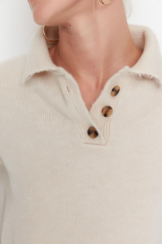 Women's Elegance Style Sweater Stone Soft Textured Basic Knitwear Sweater