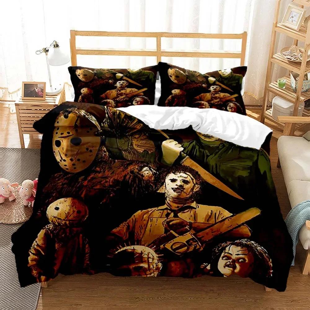 Halloween horror movie clown Comfortable Duvet Quilt Cover Pillowcase Bedding Set Children Bedroom Decoration Home Textile