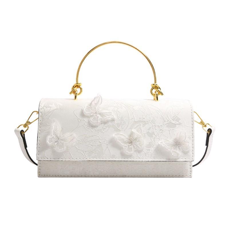 

Women s Bag 2026 New Style Sen Series Sweet Fashionable Lace Butterfly Western-style Single-shoulder Chain Small Square Bags one size off білий колір