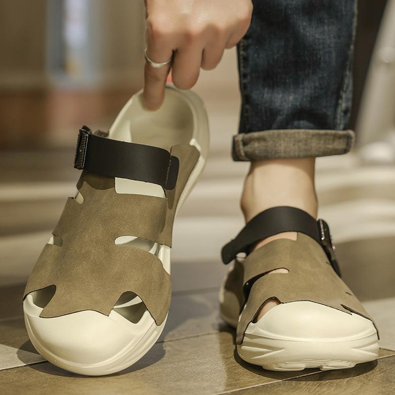 Men's Shoes Male Summer Sandals Comfy Indoor Garden Clogs Wrapped Toe Closed Toe Non-Slip Slippers with Arch Support  Trend