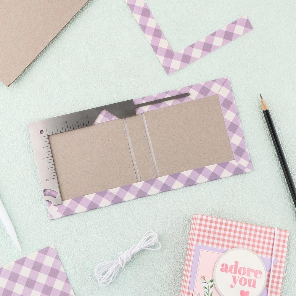 Stainless Steel Book Cover Guide Multi-Function Gauge Ruler New Marking Tool