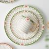 Classical Gold-plated Stripes Ceramic Cup&saucer Dining Table Coffee Cup Milk Mugs Afternoon Tea Teacup Fruit Juice Container