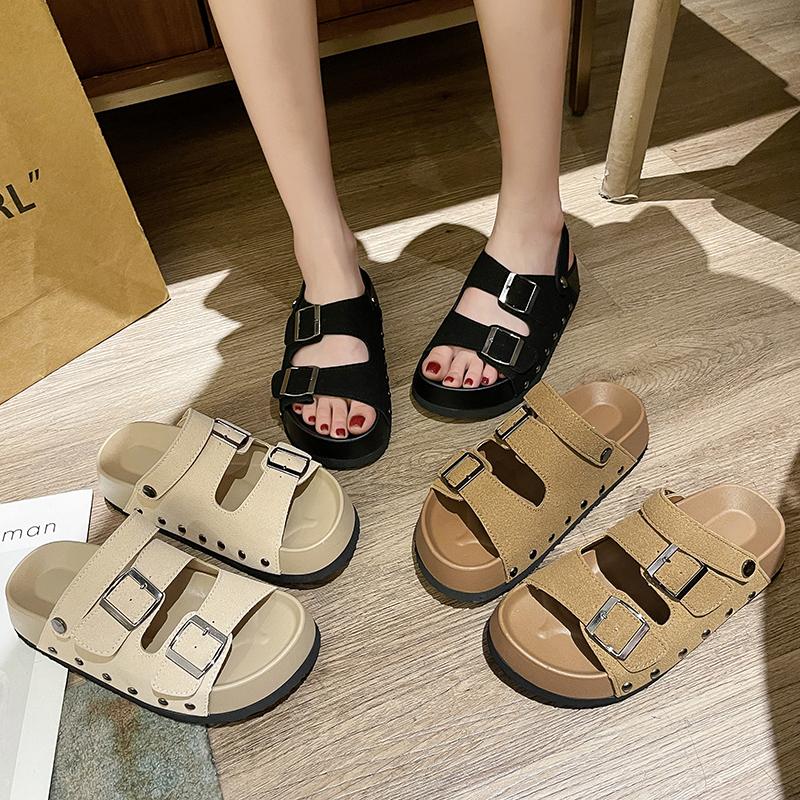 Fashion 2025 Summer New Women's Leopard Sandals Classic Fashion Trend Sexy Open Toe Thick Bottom Buckle Women's Beach Slippers
