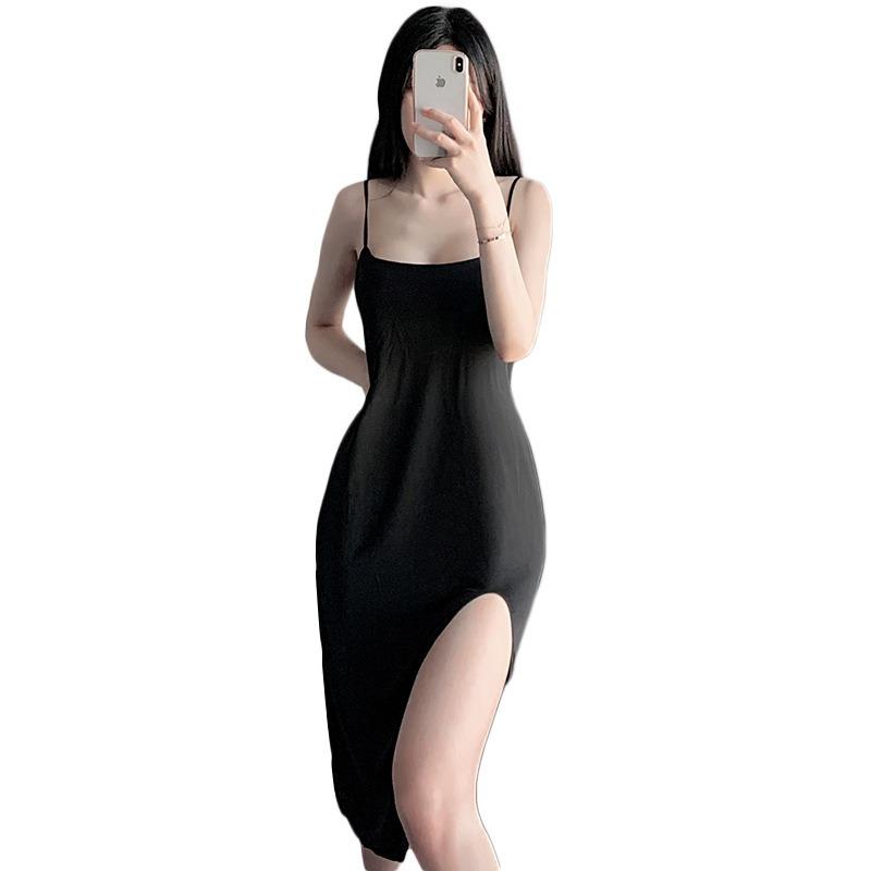 Sexy underwear, sexy split-ended long dress, hot suspender home women's dress, backless slim stepmom dress