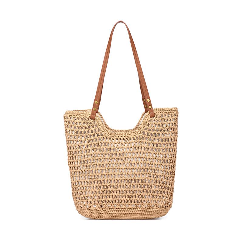 Summer Exquisite Bucket Bag Women'S Large-Capacity Summer Casual Versatile Woven Oblique Shoulder Handbag