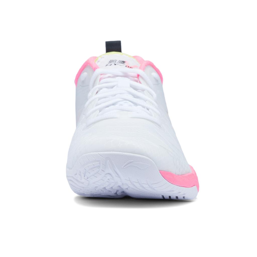 New LiNing Anti Slip Wear Resistant Breathable Lightweight Rebound Low Top Badminton Shoes Unisex White Pink AYAU007-2