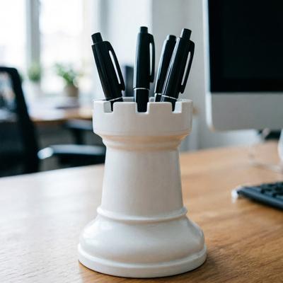 Chess Cart Pen Holder 3D Printed Chess Piece Desk Organizer Minimalist Makeup Brush Storage Cup for Home Office School Supplies