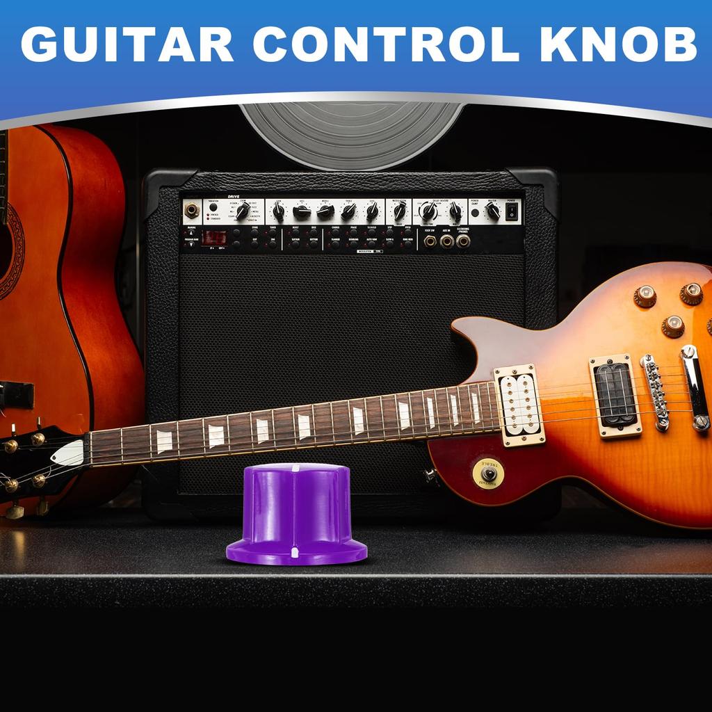uxcell Guitar Effects Pedal Knob Set Plastic Brass Volume Control Knobs for Electric Purple Color (5/8" & 13/32") + Guitars/Basses,