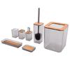 Bamboo Bathroom Accessories Set 7Pcs Soap Box Toothbrush Holder Kit for Home HotelGrey