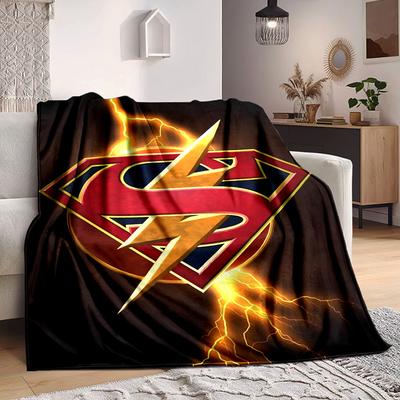 1 ud. Manta Ligera de Franela de Superman, Rayo para Sofá, Cama, Viaje, Sala de Estar, Oficina, Sillón, Silla y Cama