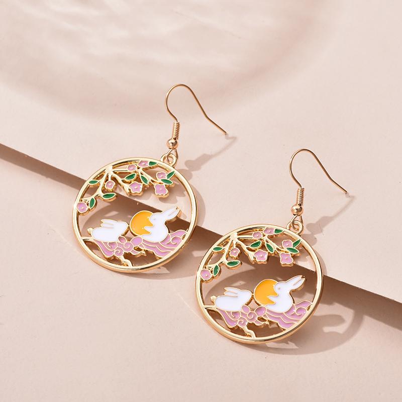 Trendy Cute Animal Drop Dangle Earrings For Women Girls Cat Rabbit Koi Dragon Colorful Enamel Golor Color Earrings Pendientes