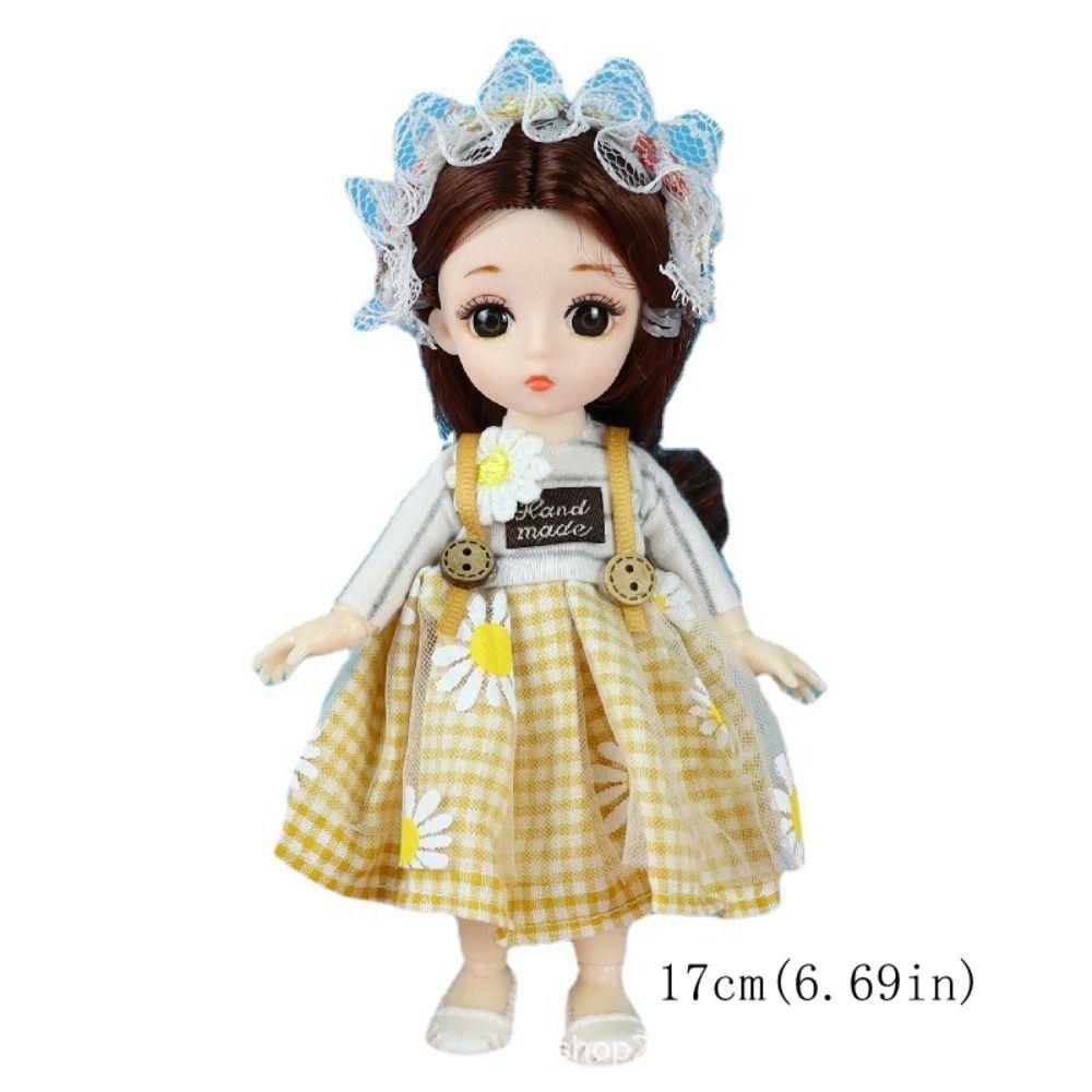 Attractive Eyes 17Cm Bjd Doll With Clothes Long Hair Elegant Princess Dress Up Bjd Dolls With Wig Make Up Anime