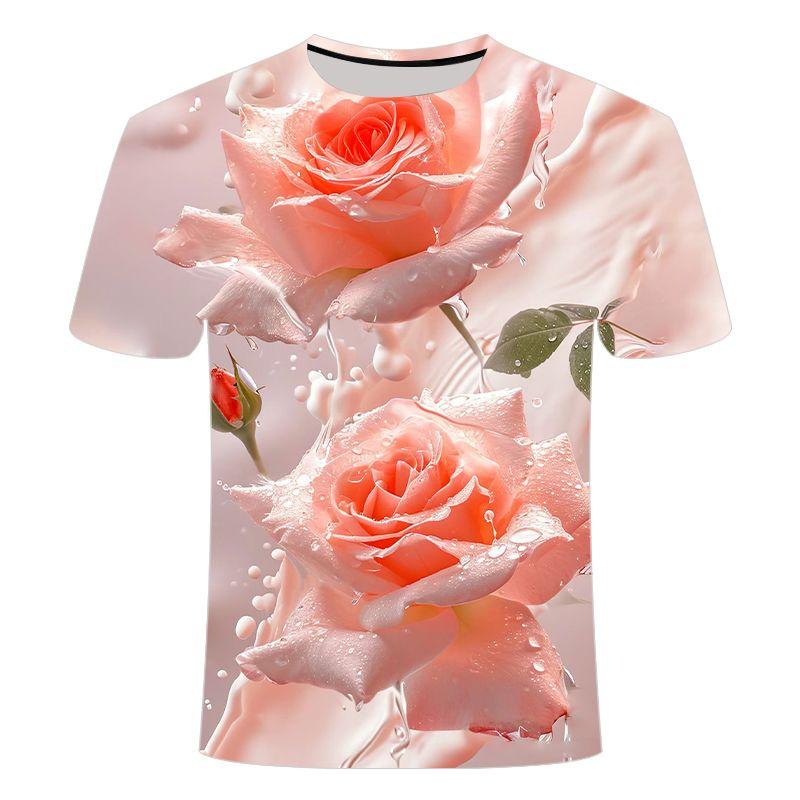

Летняя креативная серия 2024 года с 3D-принтом и различными водными цветами, мужская и женская футболка с круглым вырезом Niche Fashion 2XL